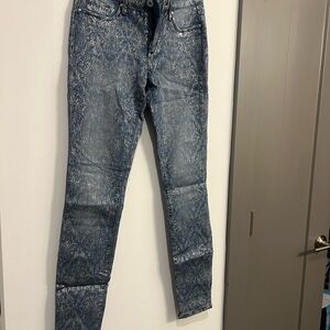 Women's Blue Patterned Jeans brand new silver design